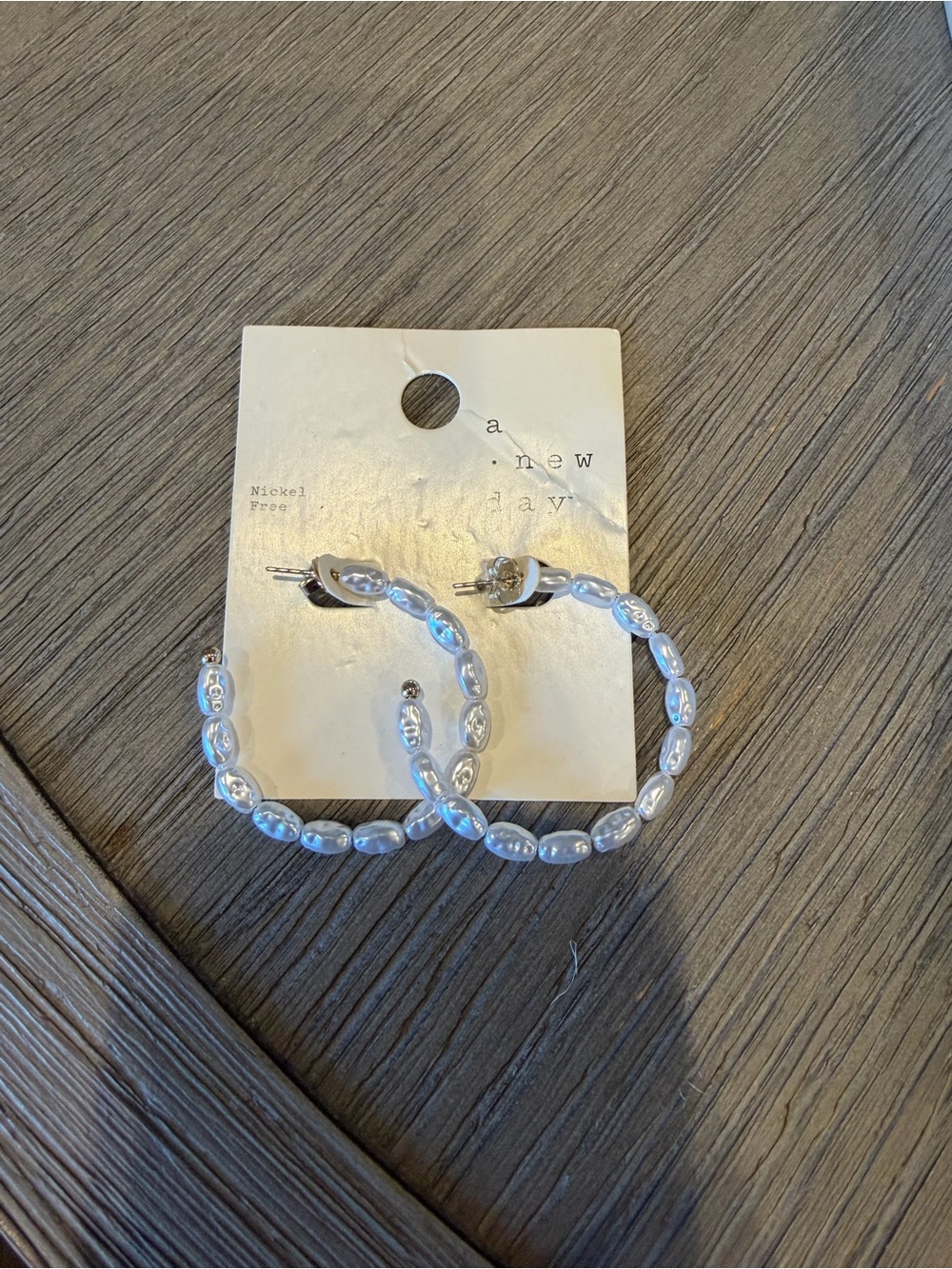 a new day Iridescent White Pearl Hoop Earrings - Women